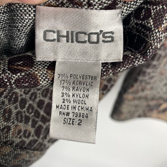 Chico's Jacket Women's Large Reversible Full Zip Jacket Reptile Print Gray - Picture 5 of 10